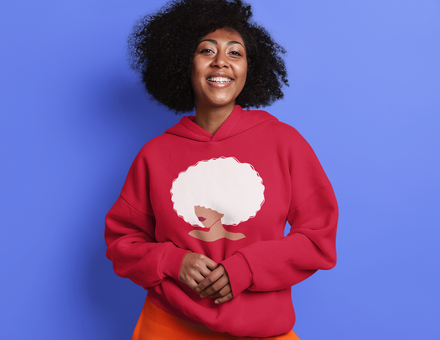  Afro Contrast Graphic Hoodie Women Inspirational Statement Apparel