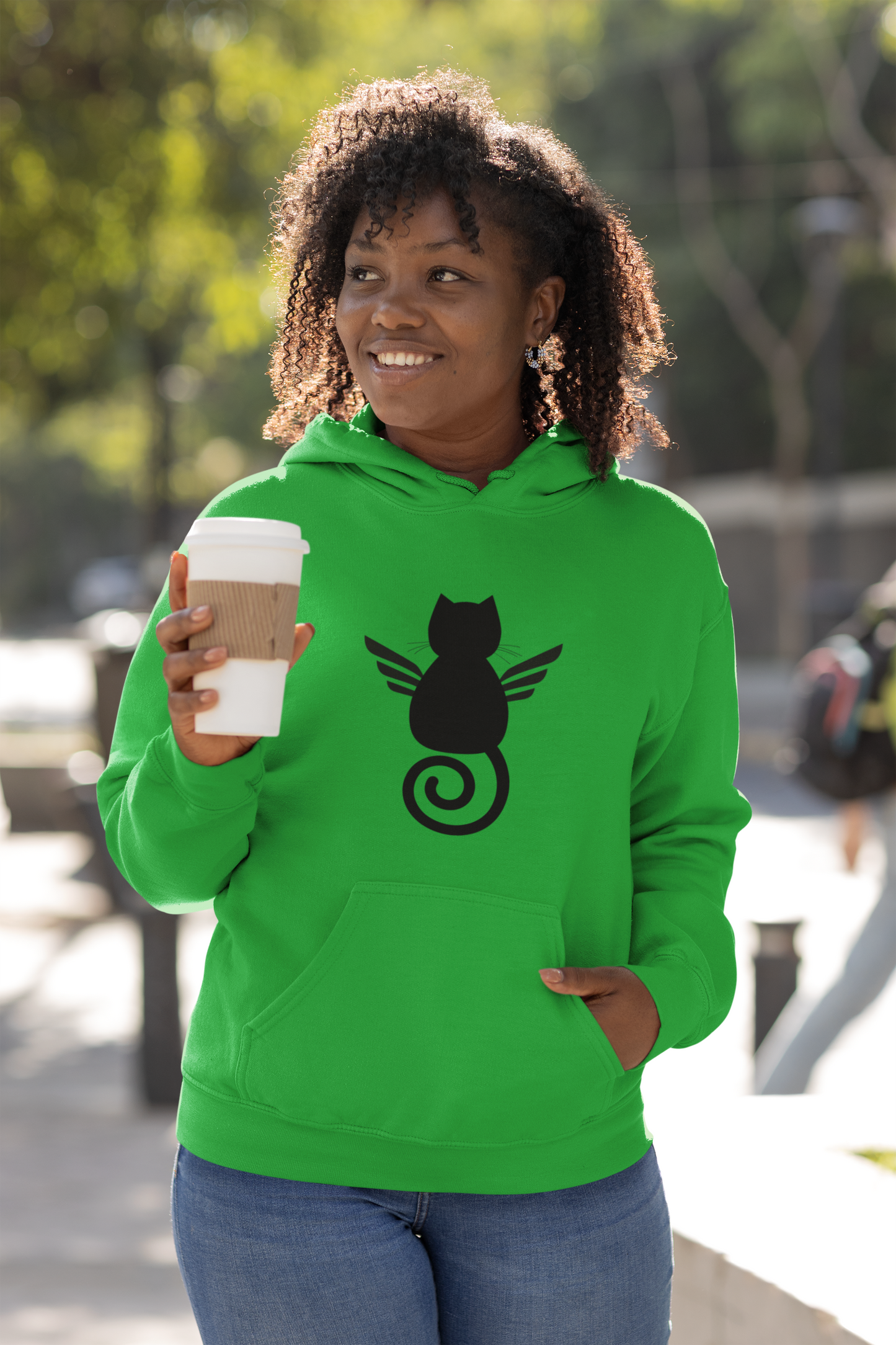 Angelic Kitty Hoodie Inspirational Motivational Apparel Urban Black Owned