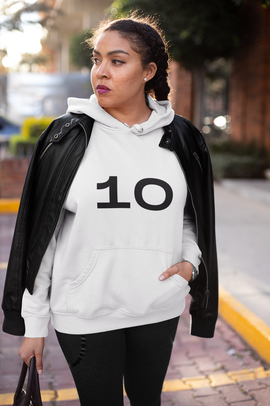  Perfect 10 Graphic Hoodie Women Inspirational Statement Apparel Black Owned White Graphic Hoodie